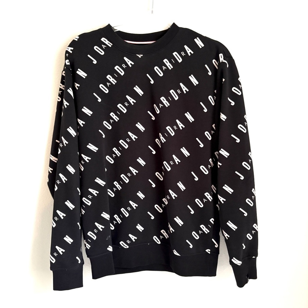 Jordan Black Sweatshirt with White Allover Logo